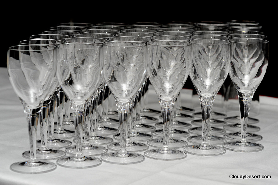 36 empty glasses